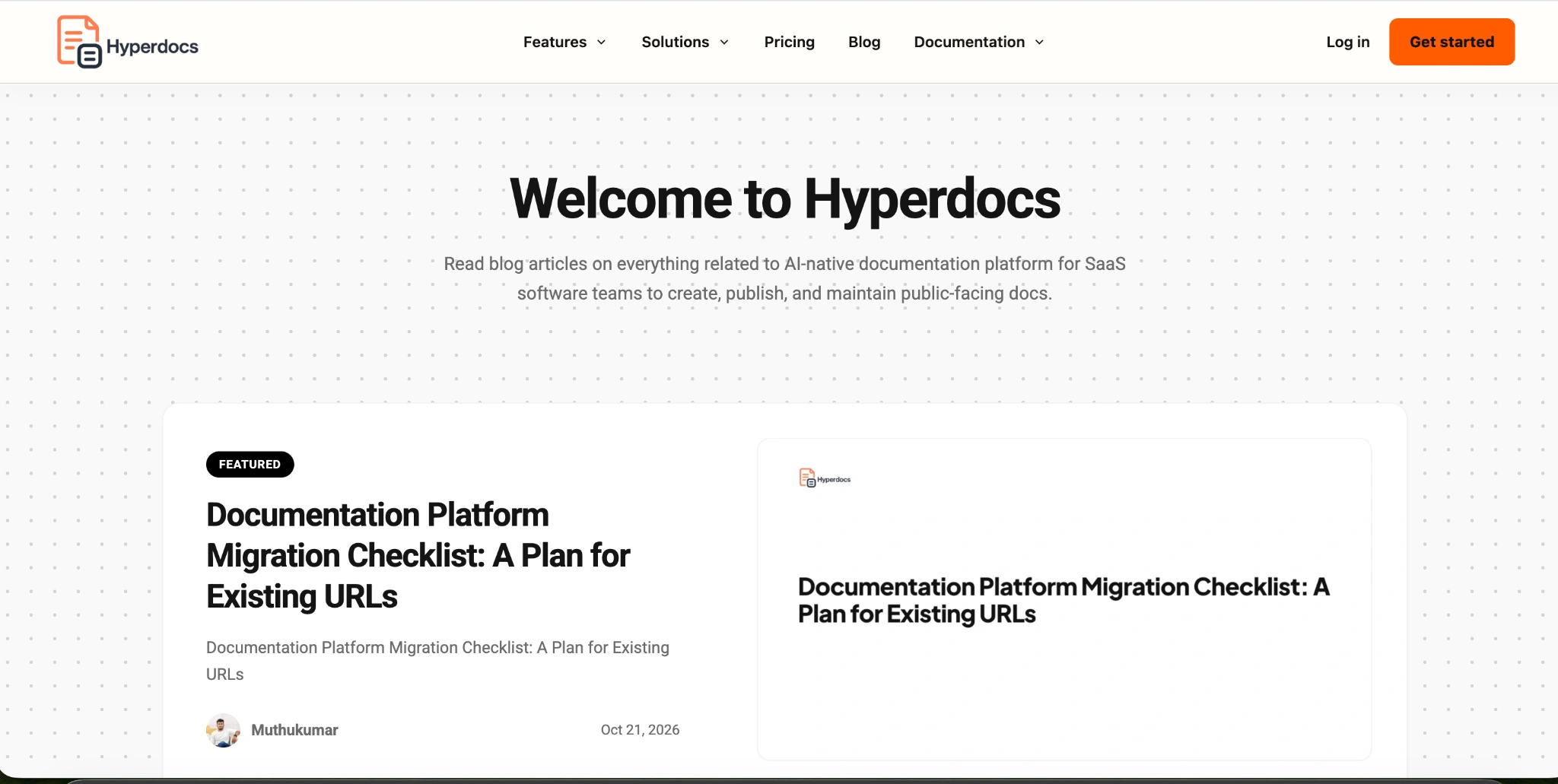 Hyperdocs branded navigation and Welcome to Hyperdocs heading